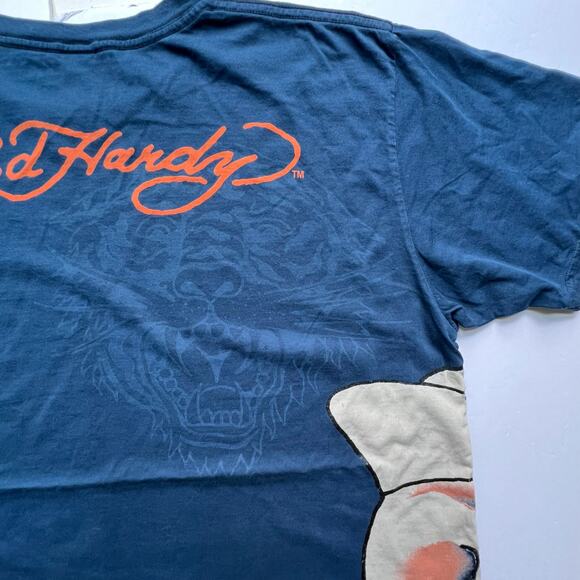 Ed Hardy Christian Audigier Skull Cobra Foil AOP T Shirt Y2K Streetwear Hype L - Picture 8 of 12